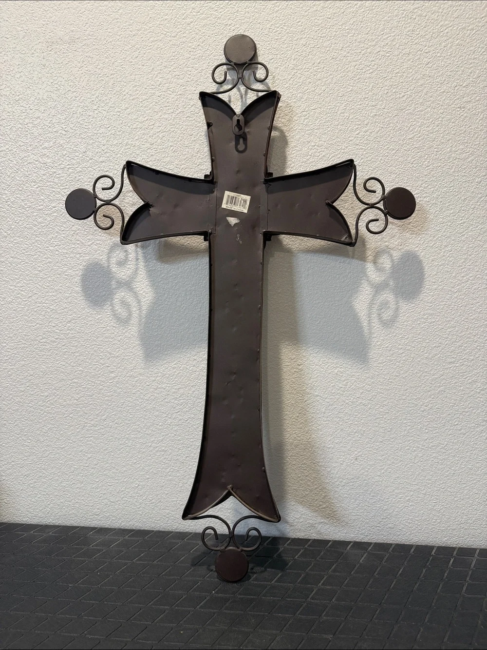Amber Accented Brown Decorative Wall Cross - Home Wall Decor